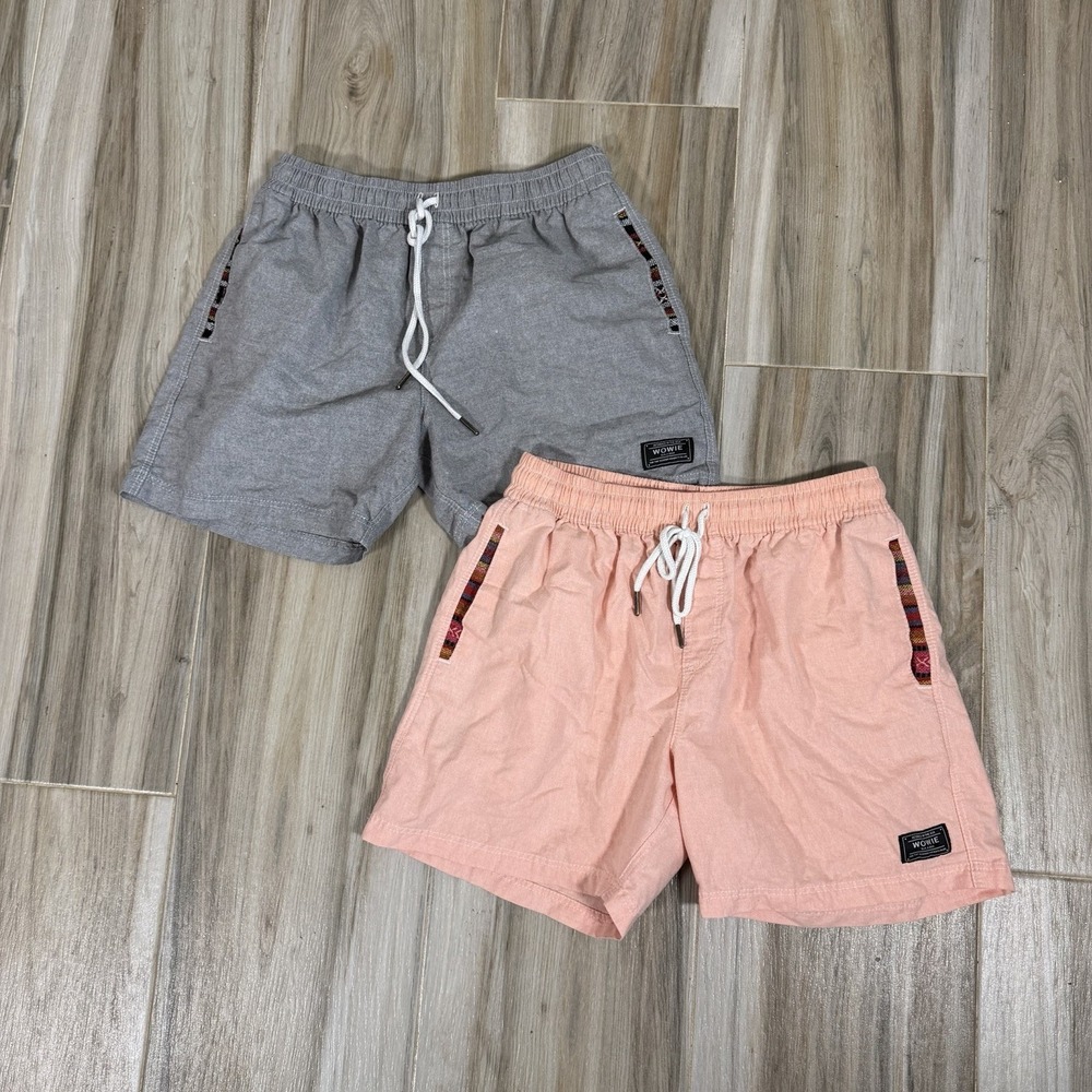Wowie Shorts lot of 2 Aztec M Trim Breathable Casual Chino Drawstring 4" inseam